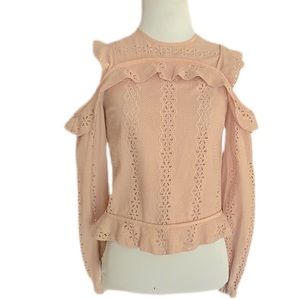 Nicholas Eyelet Cold-Shoulder Top